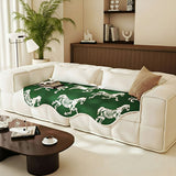SOGA Three-Seater Green Horse Print 90x210cm Throw Blanket Sofa Cover