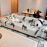 SOGA Three-seater White Sofa Cover Leopard Print 180x340cm Polyester