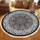 SOGA 120cm Mandala Modern Ethnic Tassel Print Anti-slip Doormat Home Decor