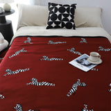 SOGA 2X Wine red Zebra Print Throw Blanket 130x180cm Acrylic