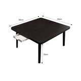 SOGA 2X  Black Portable Floor Table Small Square Space-Saving Mini Desk Home Decor