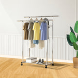 SOGA 2X 120cm Stainless Steel Floor-Standing Clothes Rack - Durable and Space-Saving Laundry Organizer