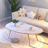 SOGA 2X 80x40cm White Stone Pattern Living Room Nordic  Coffee Table Modern Style