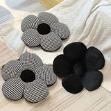 SOGA Black Flower Cushion Shaped for Floor and Sitting Throw Pillow