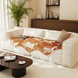 SOGA Four-Seater Orange Horse Print 90x260cm Throw Blanket Sofa Cover