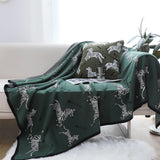 SOGA 2X Olive Green Zebra Print Throw Blanket 130x180cm 100% Cotton