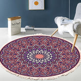 SOGA 90cm Purple Mandala Round Carpet for Living Room Bedroom Anti-slip Doormat, Home Decor