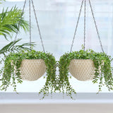 SOGA 2X White Large Hanging Resin Flower Pot Self Watering Basket Planter Outdoor