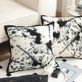 SOGA 2X 45cm Light Vintage Leopard Print Black & White Ink Splatter Wide-Edge SquareThrow Pillow