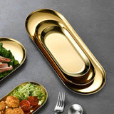 SOGA Gold Nordic Oval Plate Set Small Medium and Large for 3 Pieces Kitchen Essentials