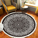 SOGA 120cm Mandala Modern Ethnic Tassel Print Anti-slip Doormat Home Decor