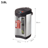 SOGA 3.8L Silver Stainless Steel Electric Thermal Pot Dispenser with 3 Dispensing Modes