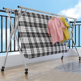 SOGA 2X 2.0m Portable Standing Clothes Drying Rack Foldable Space-Saving Laundry Holder with Wheels