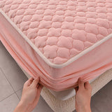 SOGA 2X Pink 183cm Wide Mattress Cover Thick Quilted Fleece Stretchable Clover Design Bed Spread Sheet Protector with Pillow Covers