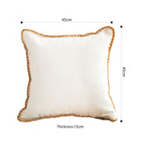 SOGA 45cm Warm Wood Tone & Apricot Shell Edged Square Throw Pillow