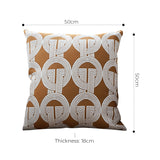 SOGA 50cm Throw Pillow Brown Circular Chain Jacquard  Decorative Square for Home Decor