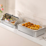 SOGA 59x38.5X14cm Silver Color Ceramic Serving Bowl Chafing Dish for Kitchen Essential