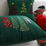 SOGA 2X 30cm Throw Pillow Dark Green Christmas Forest Embroidered Lumbar for Festive Holiday Cushion Home Decor