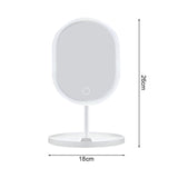 SOGA 26cm White Oval Smart LED Makeup Bedroom Table Vanity Mirror Tricolor Adjustable Light