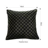 SOGA 45cm Urban Light Luxury Pillow Dark Night Green Checkered Square Throw Pillow