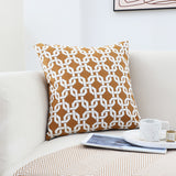 SOGA 2X 45cm Brown Checkered Chain Jacquard Square Pillow Decorative Cushion for Living Room