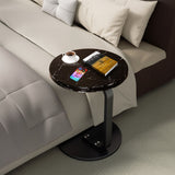 SOGA 2X 50cm Black Marble Mini Side Table Movable Lightweight w/ Black Frame