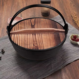 SOGA 2X 29cm Cast Iron Japanese Style Sukiyaki Tetsu Nabe Shabu Hot Pot with Wooden Lid