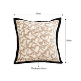 SOGA 50cm Elegant Beige Scrollwork Pattern Black Trim Decorative Throw Pillow