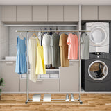 SOGA 2X 200cm Stainless Steel Floor-Standing Clothes Rack - Durable and Space-Saving Laundry Organizer