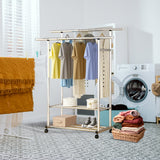 SOGA 2X 120cm Stainless Steel Floor-Standing Clothes Rack - Durable and Space-Saving Laundry Organizer