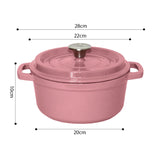 SOGA 2X Cast Iron 22cm Enamel Porcelain Stewpot Casserole Stew Cooking Pot With Lid Pink