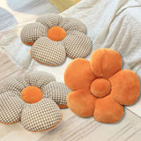 SOGA 2X Orange Flower Cushion Shaped for Floor and Sitting Throw Pillow