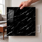 SOGA Peel & Stick Floor and Wall Tiles 30 x 30cm 10 Pack Black Faux Marble