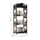 SOGA 38x24x90cm Black 4 Tier Bookshelf & Cosmetic Storage Organizer Trolley Rack