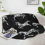 SOGA One-Seater Black Horse Print 90x90cm Throw Blanket Sofa Cover