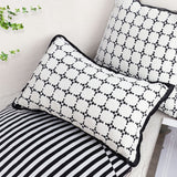SOGA 2X 35cm Moroccan Black Cross Pattern Black Trim Decorative Throw Pillow