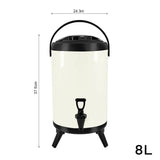 SOGA 2X 8L Stainless Steel Insulated Milk Tea Barrel Hot and Cold Beverage Dispenser Container with Faucet White