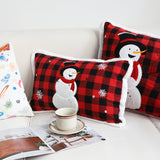 SOGA 2X 30cm Throw Pillow Red Christmas Snowman Lumbar Cushion for Festive Holiday Winter Home Decor