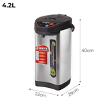 SOGA 2X 4.2L Silver Stainless Steel Electric Thermal Pot Dispenser with 3 Dispensing Modes