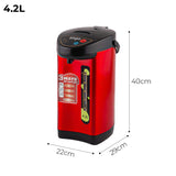 SOGA 2X 4.2L Red Stainless Steel Electric Thermal Pot Dispenser with 3 Dispensing Modes