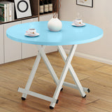 SOGA 2X  Blue Dining Table Portable Round Surface Space Saving Folding Desk Home Decor