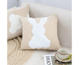 SOGA 2X 45cm Throw Pillow Light Tan Square Cushion with Soft White Rabbit Design Decorative Home Decor