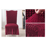 SOGA 2X Burgundy Chair Cover Seat Protector with Ruffle Skirt Stretch Slipcover Wedding Party Home Decor