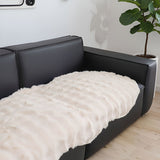 SOGA Three-seater Cream Faux Fur Throw Blanket 90x210cm Polyester