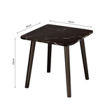 SOGA 40cm Black Stone-Patterned Round Table – Compact Modern Design with Black Metal Legs