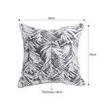 SOGA 50cm Modern Charcoal Palm Leaf Print Contemporary Throw Pillow