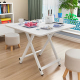 SOGA 2X White Dining Table Portable Square Surface Space Saving Folding Desk with Lacquered Legs  Home Decor