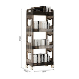 SOGA 38x24cm Black 4 Tier Bookshelf & Cosmetic Storage Organizer Trolley Rack