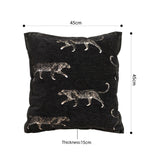 SOGA 45cm Light Luxury Vintage Leopard Print Square Black Throw Pillow