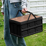 SOGA  2X 52.5cm 55L Black Car & Camping Foldable Storage Box Crate Stackable Container with Handle